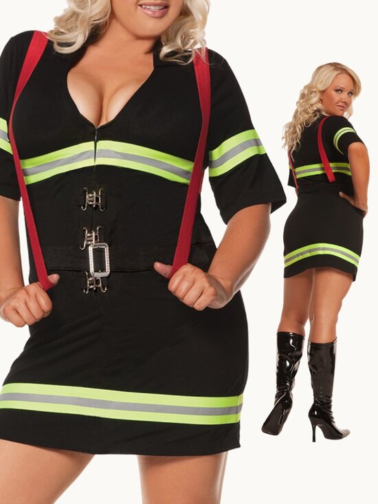 Elegant Moments Dresses & Skirts - Plus Size Firefighter Firewoman Costume Lingerie Set Queen Size Roleplay Outfit